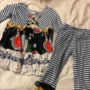Striped Floral Baby Outfit